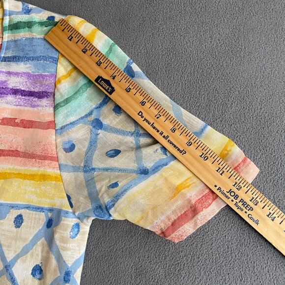 Vtg 80s 90s Two Potato Artsy A Line Midi Dress Womens M Sheer NOS Coastal Pastel - Picture 12 of 16